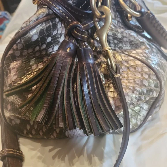 Dooney & Bourke Limited Ed.  Snake Print Large Florentine Satchel Bronze Brown - Picture 5 of 11